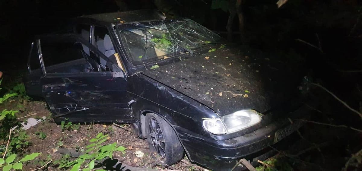 В Ростовской области ночью на трассе машина съехала в кювет, пострадал человек