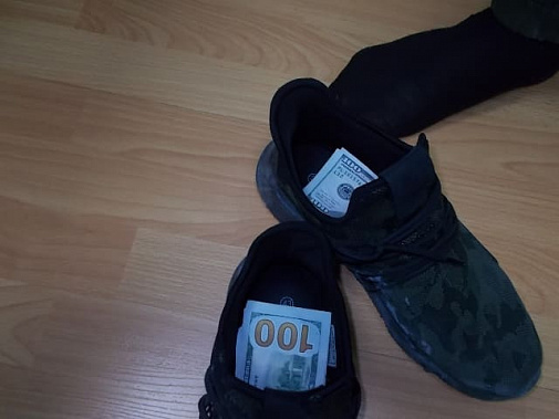 В Ростовской области через границу мужчина пытался вывезти в кроссовках 20 тысяч долларов
